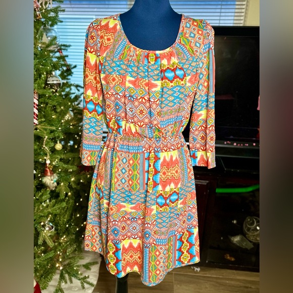 EUC Pink Owl Apparel Tribal Print Dress - Picture 3 of 13